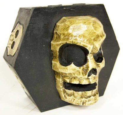 Box Hexagonal Skull Wood 22X18cm