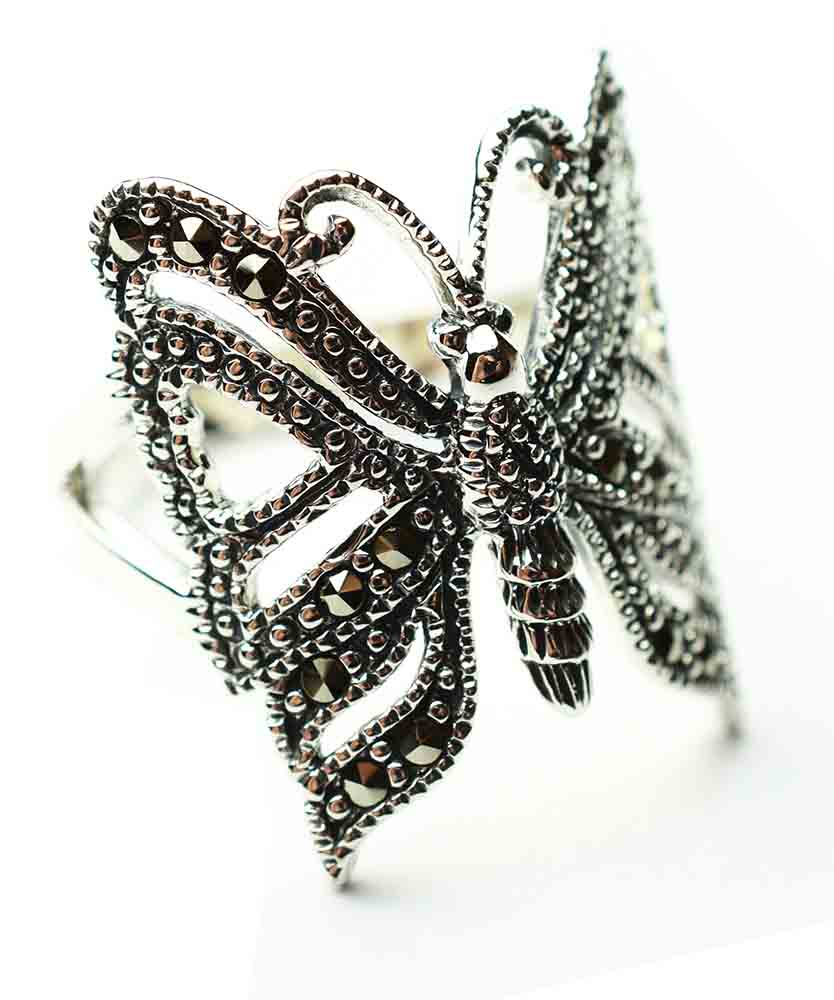 Silver Ring Marcasite Butterfly – Cleopatra Trading Limited