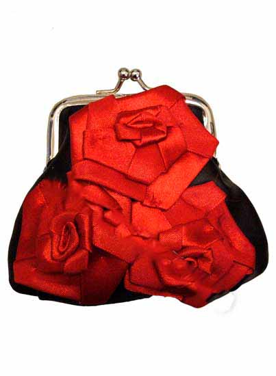 Purse Red Satin With Roses – Cleopatra Trading Limited
