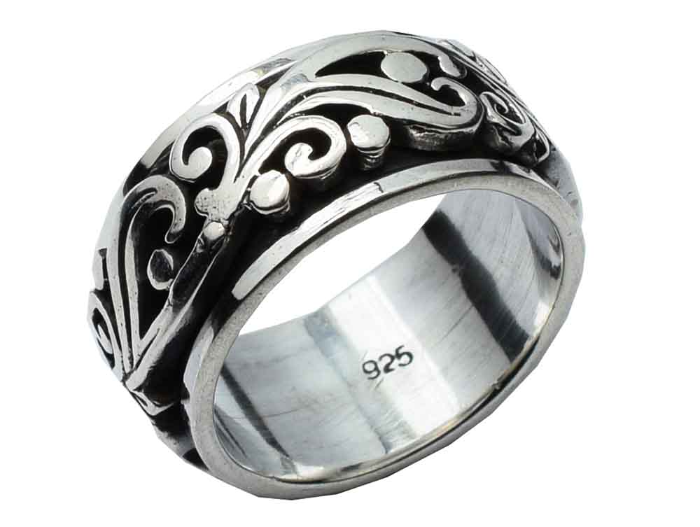 Silver Ring Band Floral Design – Cleopatra Trading Limited