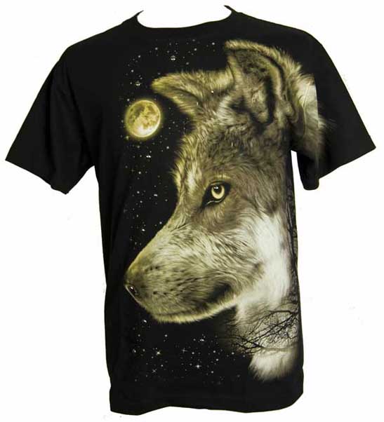 T-Shirt Wolf With Moon (Various Sizes) – Cleopatra Trading Limited