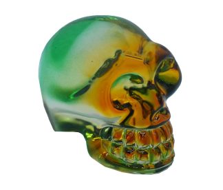 Skull Glass Yellow Green 50mm